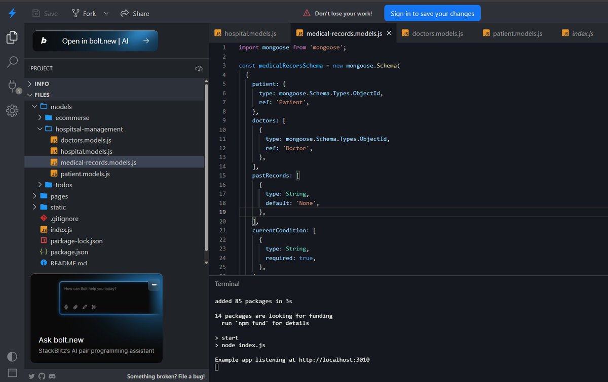 ashish_saud15's tweet photo. #LUD3 โ MongoDB Connection
Learned how to connect MongoDB using mongoose.connect(). Continued building the Hospital schema from yesterday & feeling more confident with data modeling.
#LearningUtsav2025 #FestivalOfLearning #WebDevelopment #MongoDB #Mongoose https://t.co/NJTmxahnon