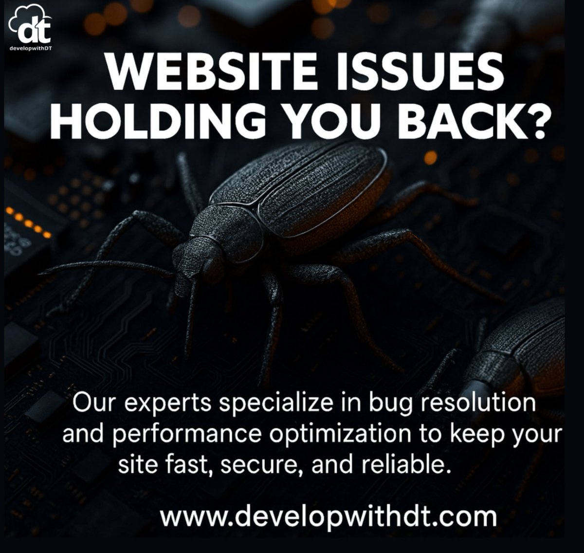 DevWithDT's tweet image. Bugs slowing your site down?
We fix errors and boost performance to make your website fast, secure, and unstoppable.
Let’s take your online presence to the next level
developwithdt.com
#BugFixing #WebsiteBoost #DevelopWithDT #WebSolutions #TechExperts #DigitalGrowth
