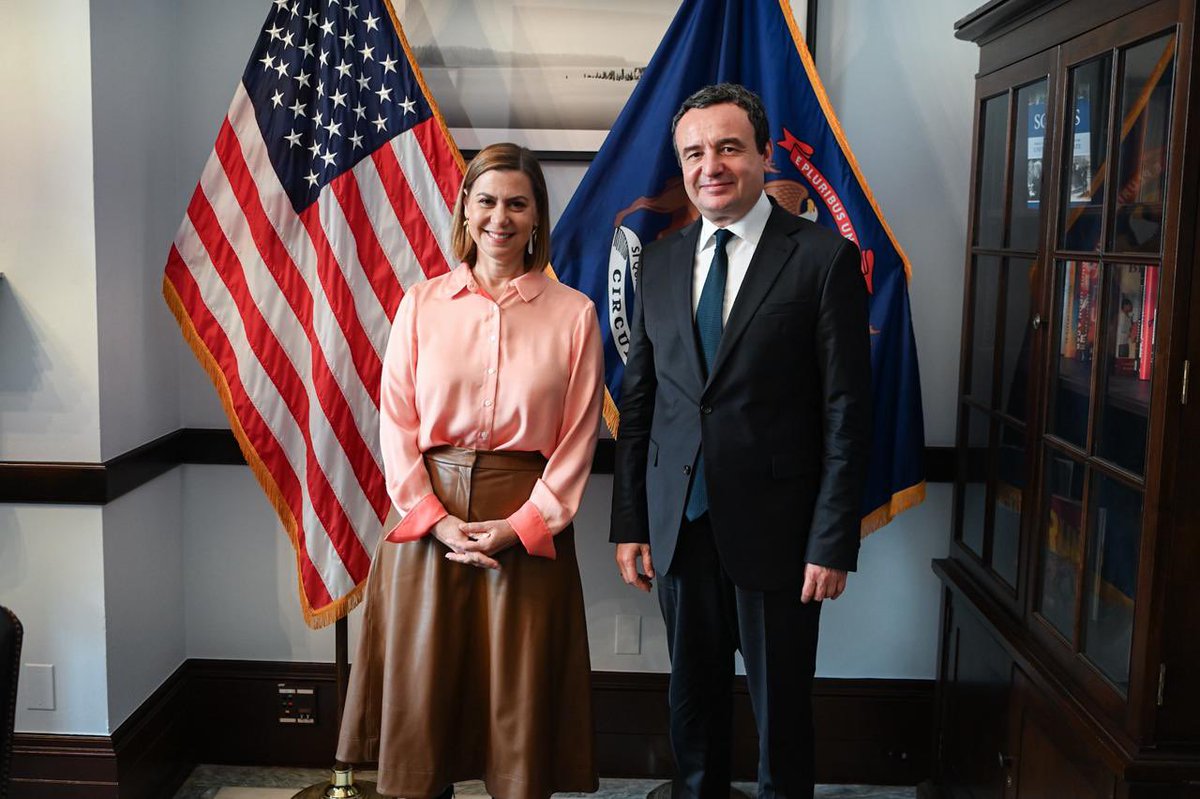 albinkurti's tweet photo. Always a pleasure to meet with @SenatorSlotkin. I congratulated her on her election to the U.S. Senate last year and thanked her for her strong support for Kosova. We discussed the significant recent progress in the defense and security partnership between Kosova and the United States, including major increases in military acquisitions. We also agreed to work together on concrete ways to further enhance relations between Kosova and the United States, as well as to bring American business investment to Kosova.