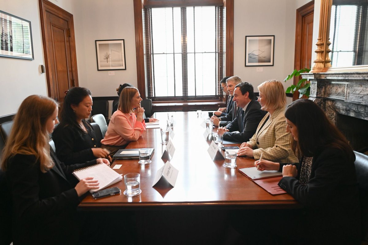 albinkurti's tweet photo. Always a pleasure to meet with @SenatorSlotkin. I congratulated her on her election to the U.S. Senate last year and thanked her for her strong support for Kosova. We discussed the significant recent progress in the defense and security partnership between Kosova and the United States, including major increases in military acquisitions. We also agreed to work together on concrete ways to further enhance relations between Kosova and the United States, as well as to bring American business investment to Kosova.