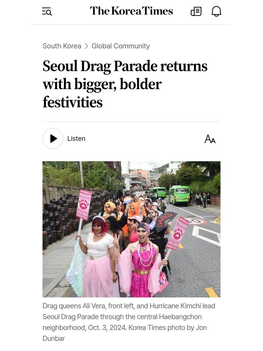 "Seoul Drag Parade returns with bigger, bolder festivities" - The Korea Times

Read the full article 🔗
koreatimes.co.kr/southkorea/glo…