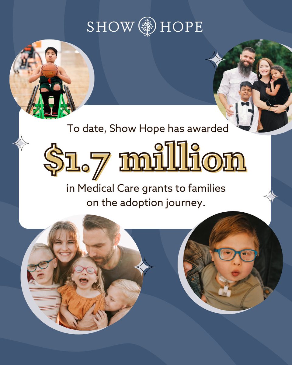 To date, Show Hope has awarded more than $1.7 million in Medical Care grants, helping families cover vital medical expenses, treatments, and equipment for their children who have come home through adoption.