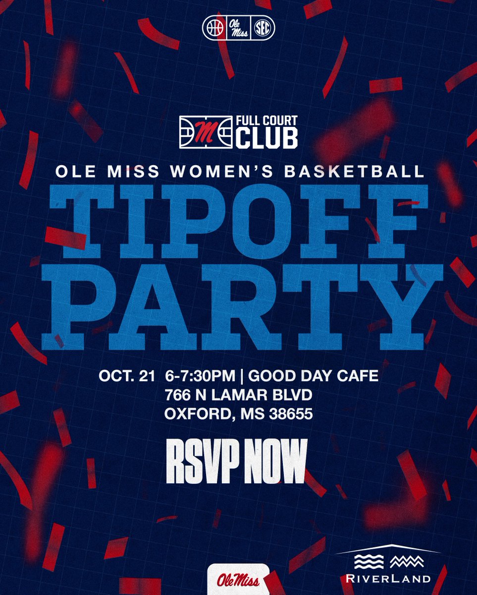 It's almost that time 🥳

Come celebrate the 51st season of Ole Miss Women’s Basketball with the team and staff! Click the link below to RSVP.

forms.gle/awjmVbWWJPyzXD…