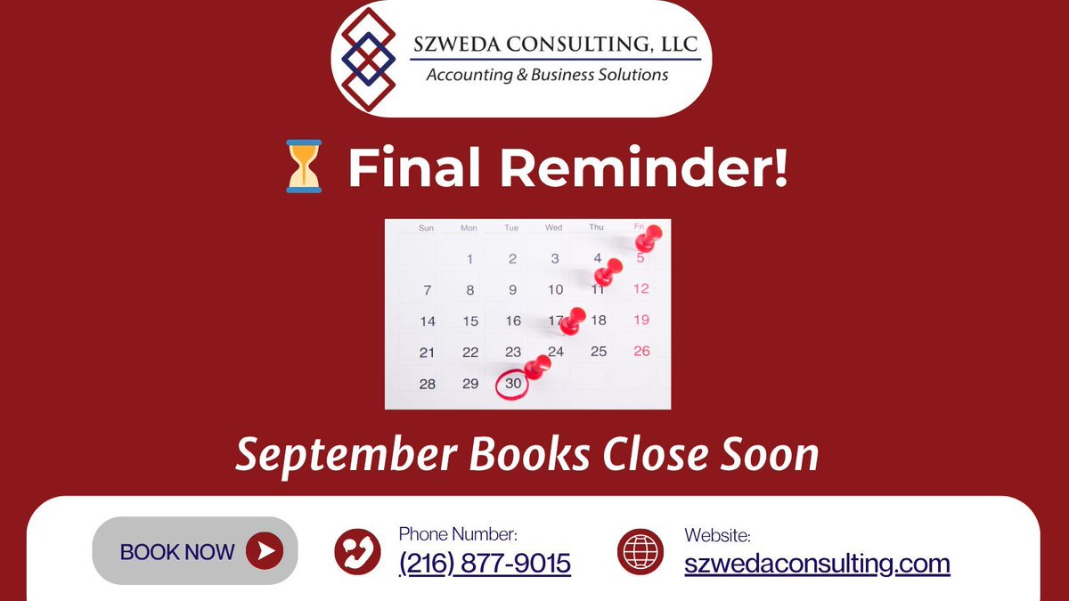 SzwedaConsult's tweet image. ⏳ Time is running out—September bookkeeping closes soon!

Don’t head into October with unfinished books. 👉 Send your records today &amp;amp; stay tax-ready.

#Bookkeeping #SmallBusiness #TaxReady #MoneyMatters