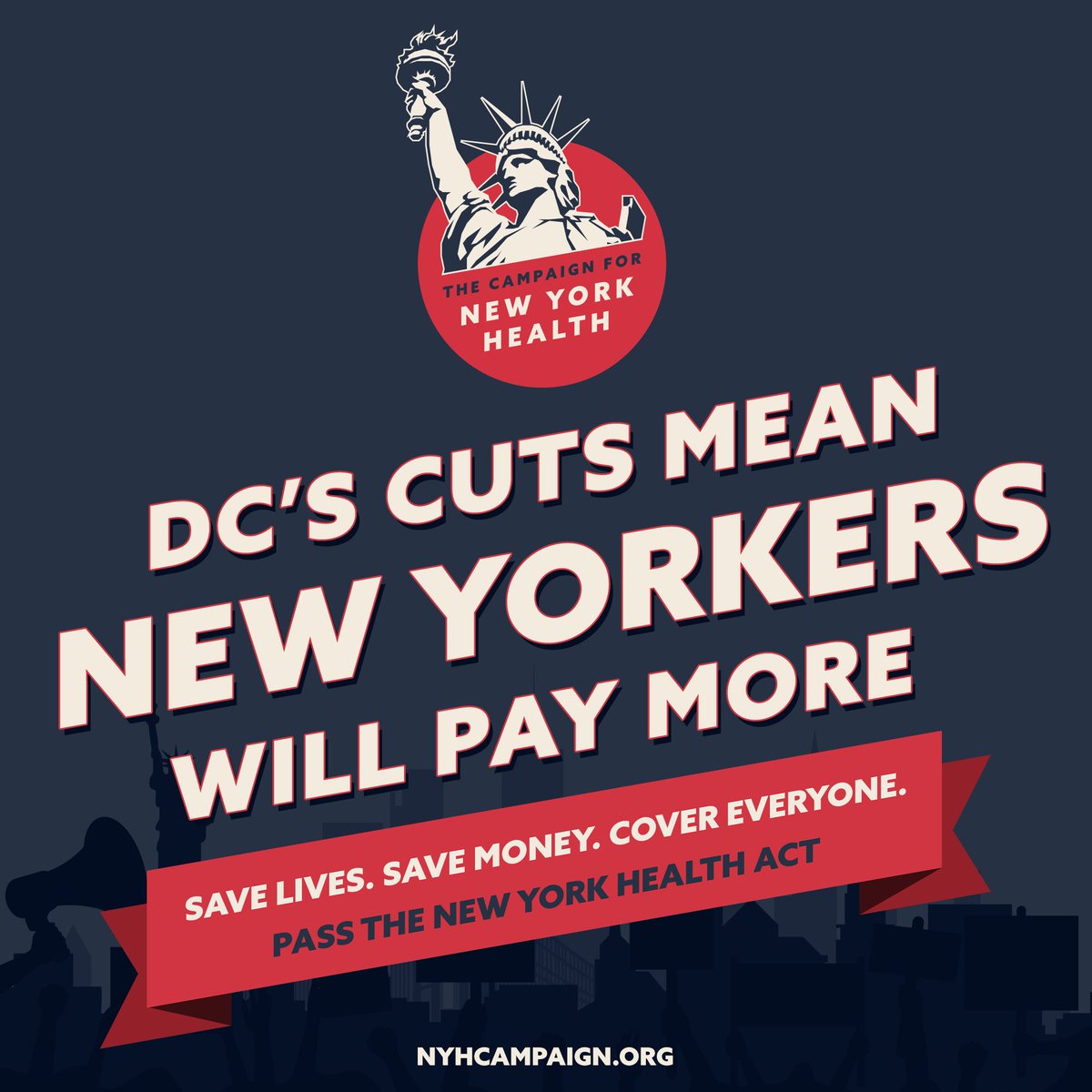 DC’s healthcare cuts = 
-higher bills
-fewer hospitals 
-crushing medical debt

...just to give more tax breaks to the ultra-wealthy.

New York doesn’t have to play along.
We can fight back with the NY Health Act.
 #NYFightBack #PassNYHA