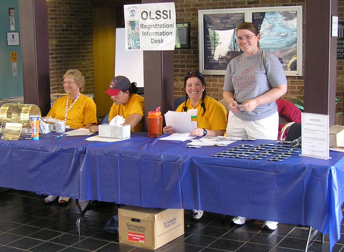 OLSSI_Michael's tweet photo. Bobbi Bishop, Kathy Moreno, Tanya Ellenburg-Kimmet, and Terry Butterworth at OLSSI 2007, Shawnee State University. https://t.co/Ws3YlO3kkE