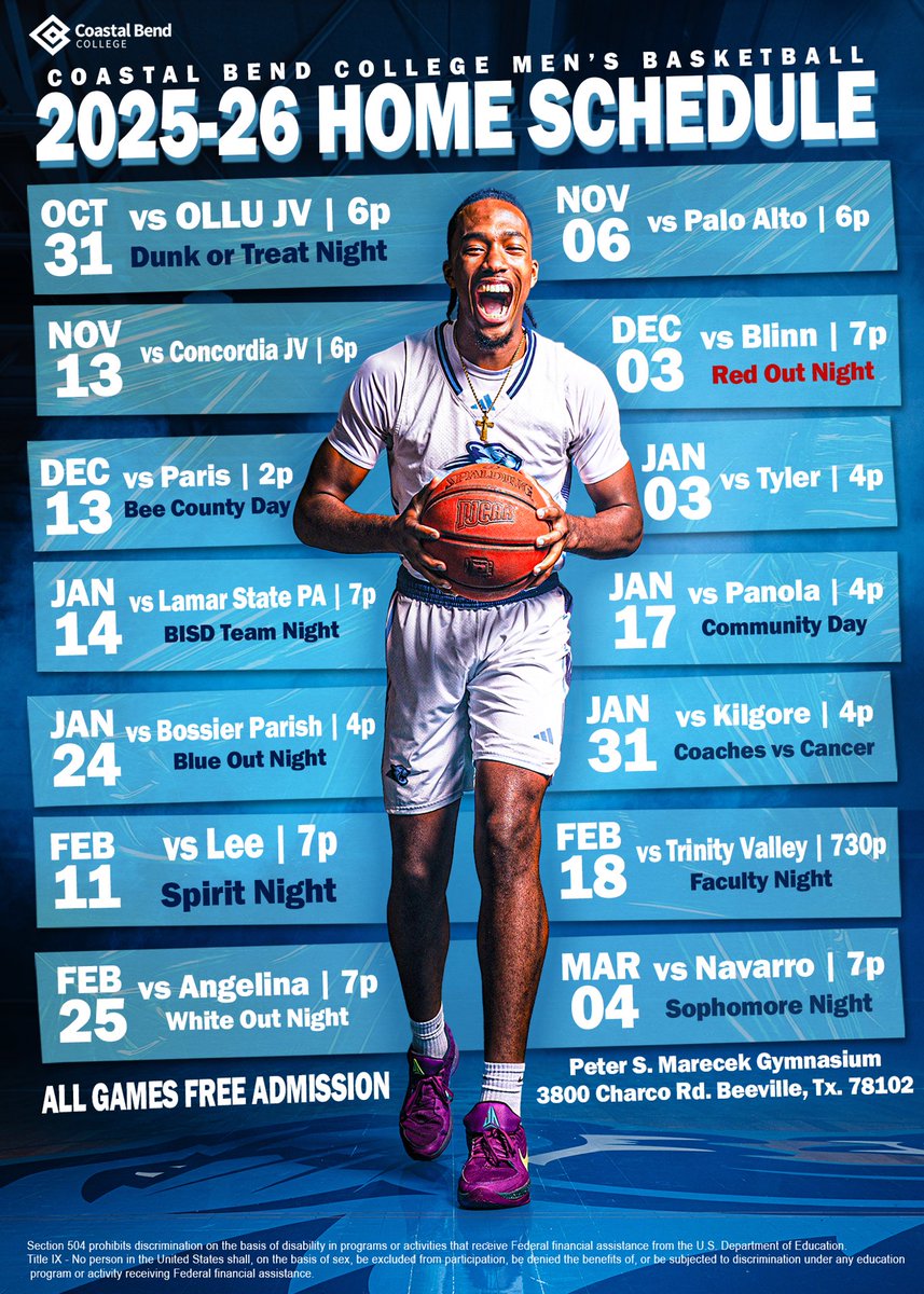 CoastalBendMBB's tweet image. 💥Home Schedule💥