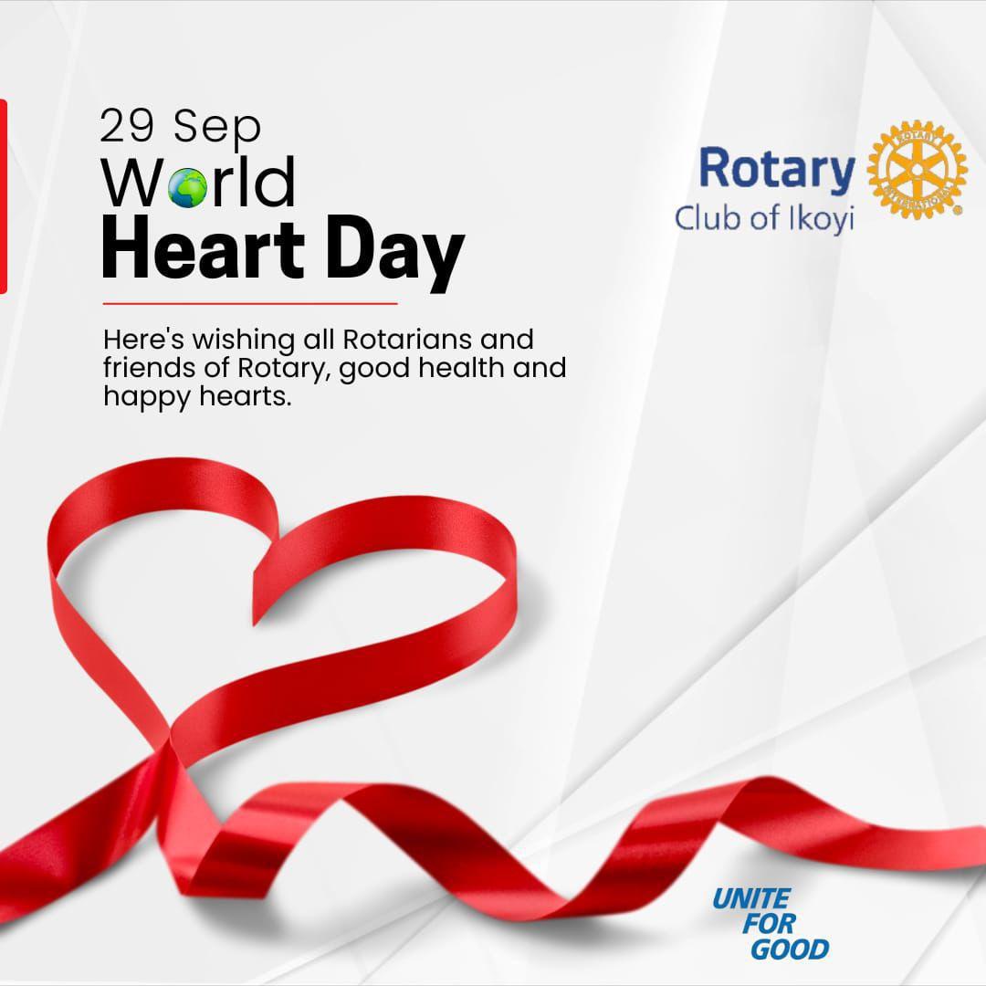 World Heart Day  September 29 ❤️
 Rotary Club of Ikoyi join the world in raising awareness about the importance of heart health.
Your heart powers every moment; let’s protect it with love, care, and action Eat well, move more, and live fully.
💓 We love you with all of our heart