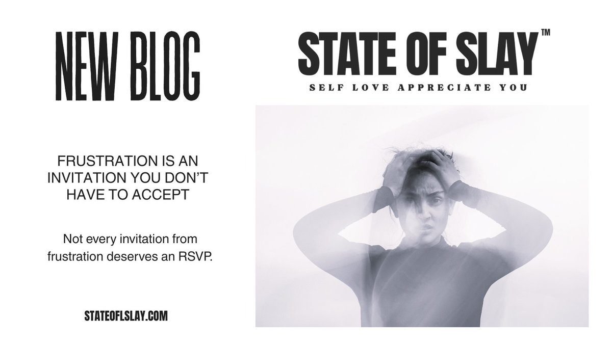 Frustration will always knock—
but you don’t have to open the door. 🚪

Read more: stateofslay.com/2025/09/30/fru…

#StateOfSlay #RealTalk #MentalHealthMatters #SelfLoveJourney #BraveNotPerfect #SlayYourWay #SlayOn