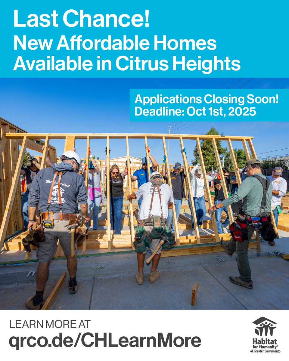 📢 FINAL REMINDER! 🏠

✨ Applications CLOSE TOMORROW (Oct 1, 4PM) for Phase 2 of our Citrus Heights Development—brand-new, energy-efficient 3 &amp; 4-bedroom homes for first-time buyers! Don’t miss this chance to build a brighter future! 

🔑 qrco.de/CHLearnMore