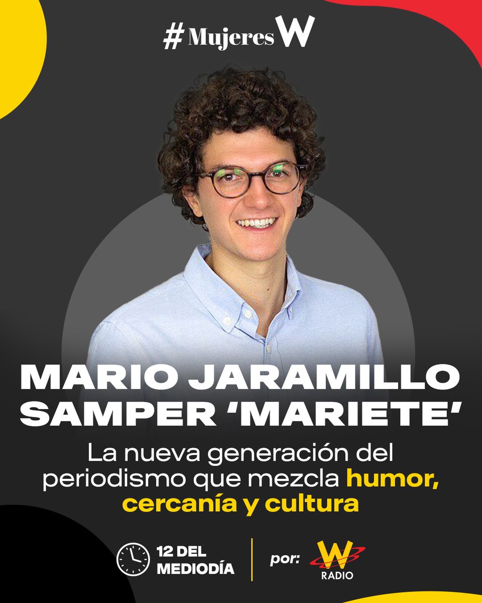 ¡Ya inició #MujeresW! Conéctese #AlAire con Rosario Gómez (<a href="/rosariogomez/">Rosario Gómez</a>), Paula Bolívar (<a href="/paulabolivar/">Paula Bolívar</a>), Natalia Giraldo y Adriana Tono.

Este martes nos acompaña Mario Jaramillo Samper, ‘Mariete’, el periodista colombo-español que conquistó las redes con humor y cercanía →