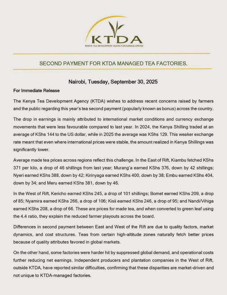 EADataConsult's tweet photo. This Statment by KTDA on the low bonus payments is even more stressfull than the low bonus itself. https://t.co/QYRSFSQ5zh