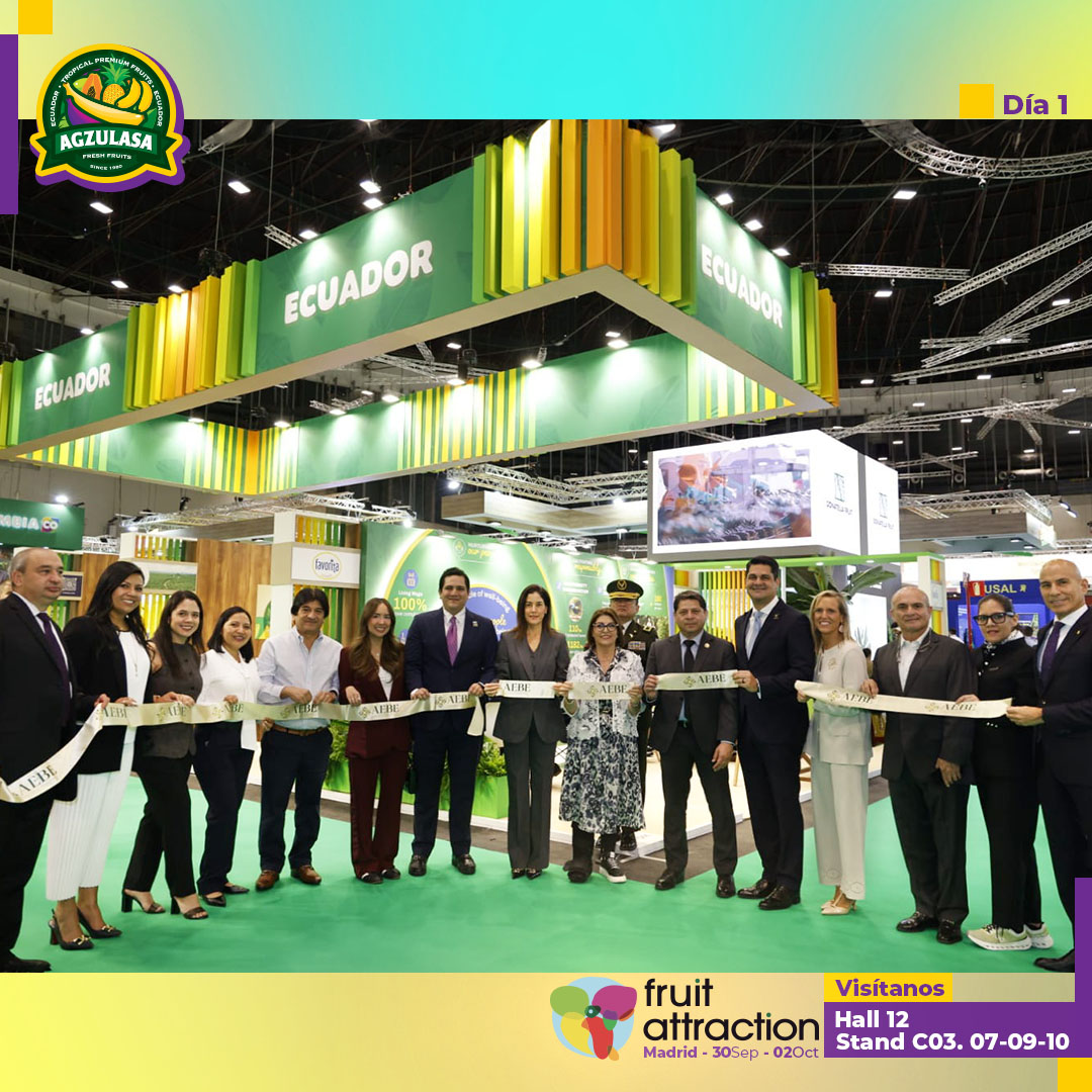 agzulasa's tweet photo. 🇪🇨✨ ¡Iniciamos con fuerza el primer día de Fruit Attraction Madrid 2025!
Agzulasa se enorgullece de representar al Ecuador en esta importante feria internacional, mostrando al mundo la calidad, sostenibilidad e innovación de nuestras bananas 🍌
#Agzulasa #FruitAttraction2025 https://t.co/4Sgc7NN7m8
