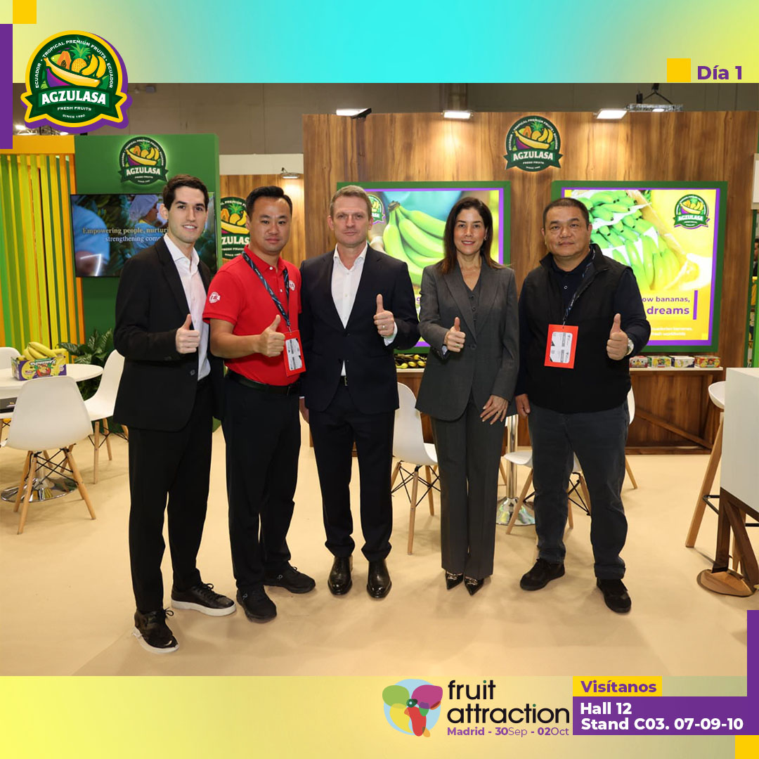 agzulasa's tweet photo. 🇪🇨✨ ¡Iniciamos con fuerza el primer día de Fruit Attraction Madrid 2025!
Agzulasa se enorgullece de representar al Ecuador en esta importante feria internacional, mostrando al mundo la calidad, sostenibilidad e innovación de nuestras bananas 🍌
#Agzulasa #FruitAttraction2025 https://t.co/4Sgc7NN7m8