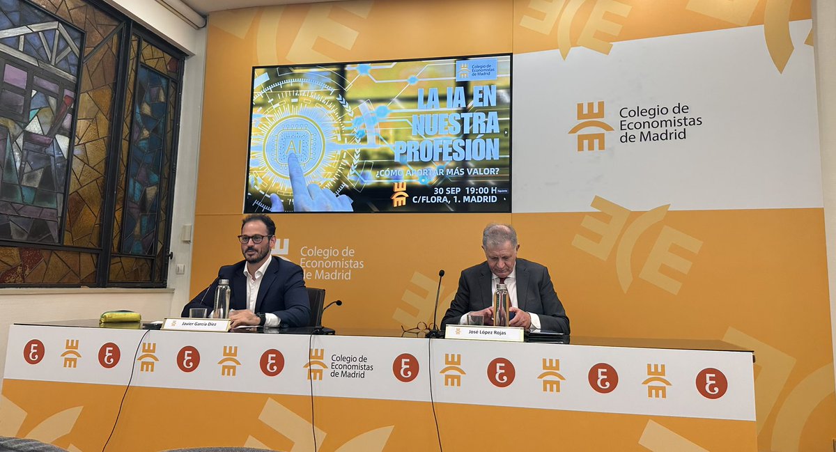 🙌 La #IA en la profesión de #economista, conferencia de José López Rojas, presidente del Observatorio de IA aplicada a la economía en el Colegio de Economistas de Madrid <a href="/cemad_es/">Economistas de Madrid</a> 
#SomosEconomistas
