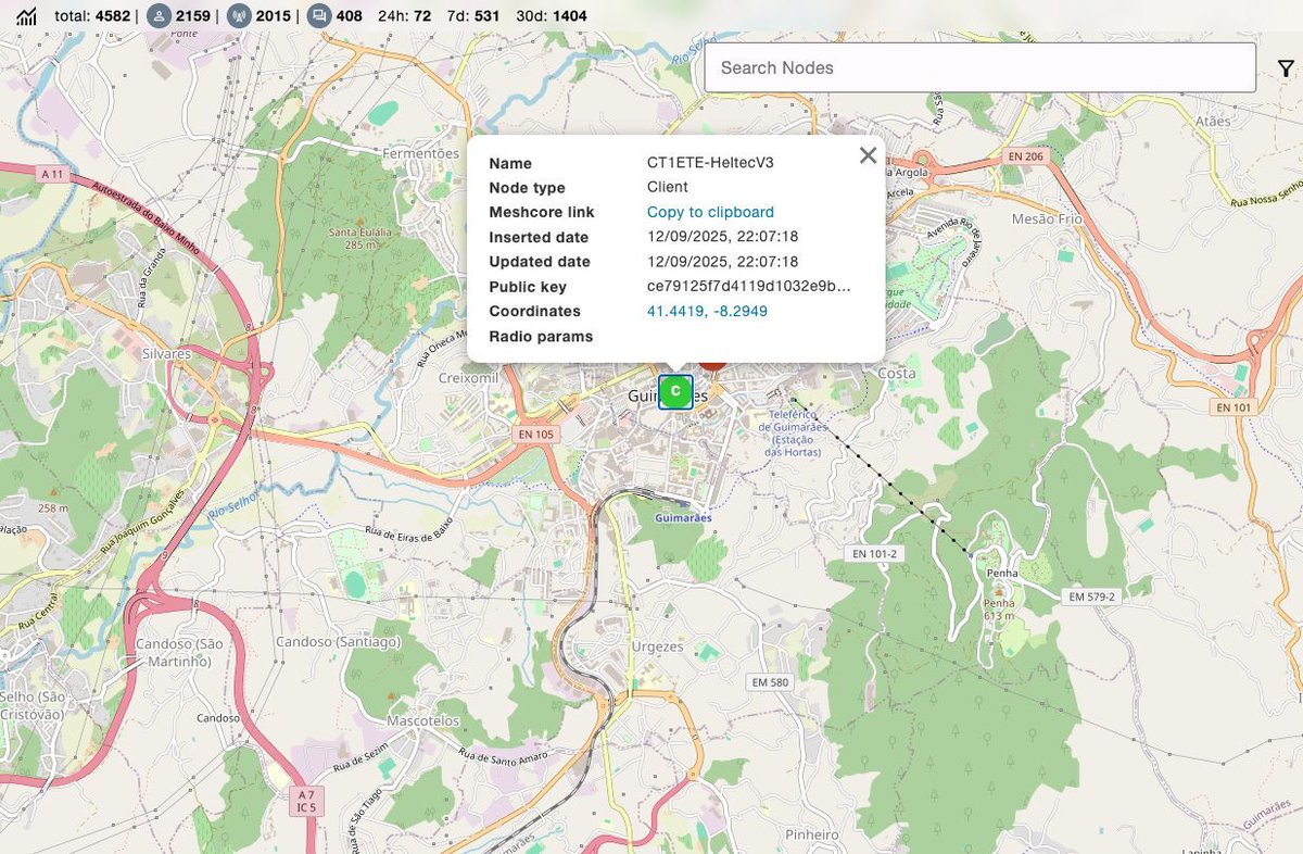 CT1ETE's tweet image. Meshcore node #meshcore #lora