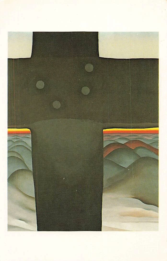 leopatti1910's tweet image. Sold: Art - Black Cross by Georgia O'Keefe.  Standard/chrome postcard, unposted.  Listed March 2025 &amp;amp; on it's way to Washington.  #sotd #postcard #GeorgiaOkeefe