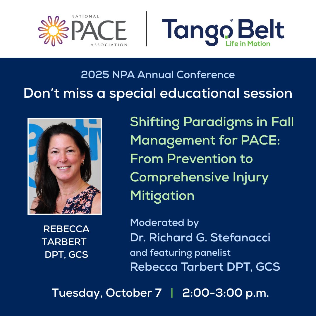 TangoBelt's tweet image. Happening at 2 p.m. today! Rebecca Tarbert, DPT, GCS with #TangoBelt joins Dr. Richard Stefanacci’s panel: Shifting Paradigms in Fall Management for PACE at #NPA2025AC. Learn how fall protection and mitigation are reshaping safer aging. #PACEPrograms #InjuryProtection
