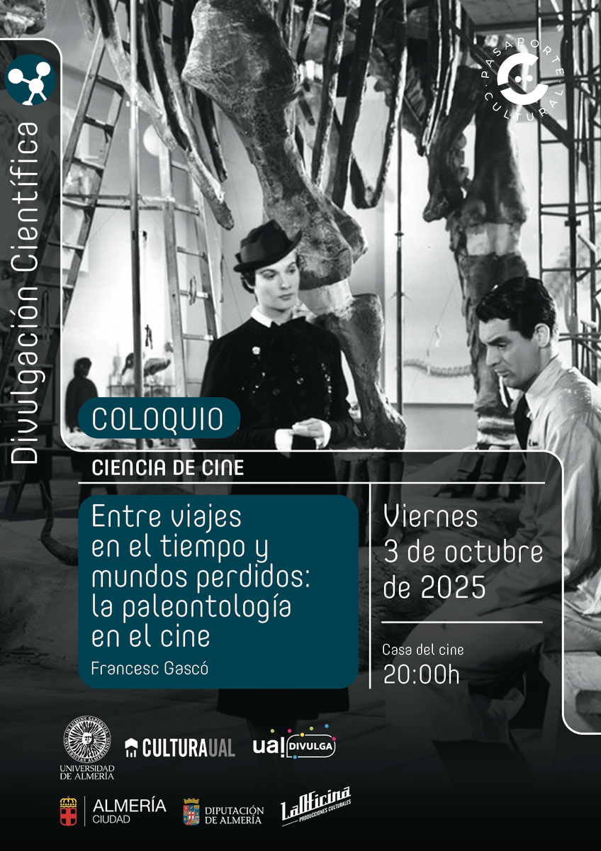 Vuelve Ciencia de Cine. Y lo hace a lo grande. Con Francesc Gascó, Pakozoico, uno de los divulgadores científicos más reconocidos en el ámbito de la Paleontología.

No te lo pierdas.
ual.es/vida-universit…
 
<a href="/AzucenaMS/">Azucena Martín</a> <a href="/ualmeria/">Universidad de Almería</a> <a href="/ualescultura/">UALesCultura</a> <a href="/laoficinalmeria/">A.C. LaOficina</a>