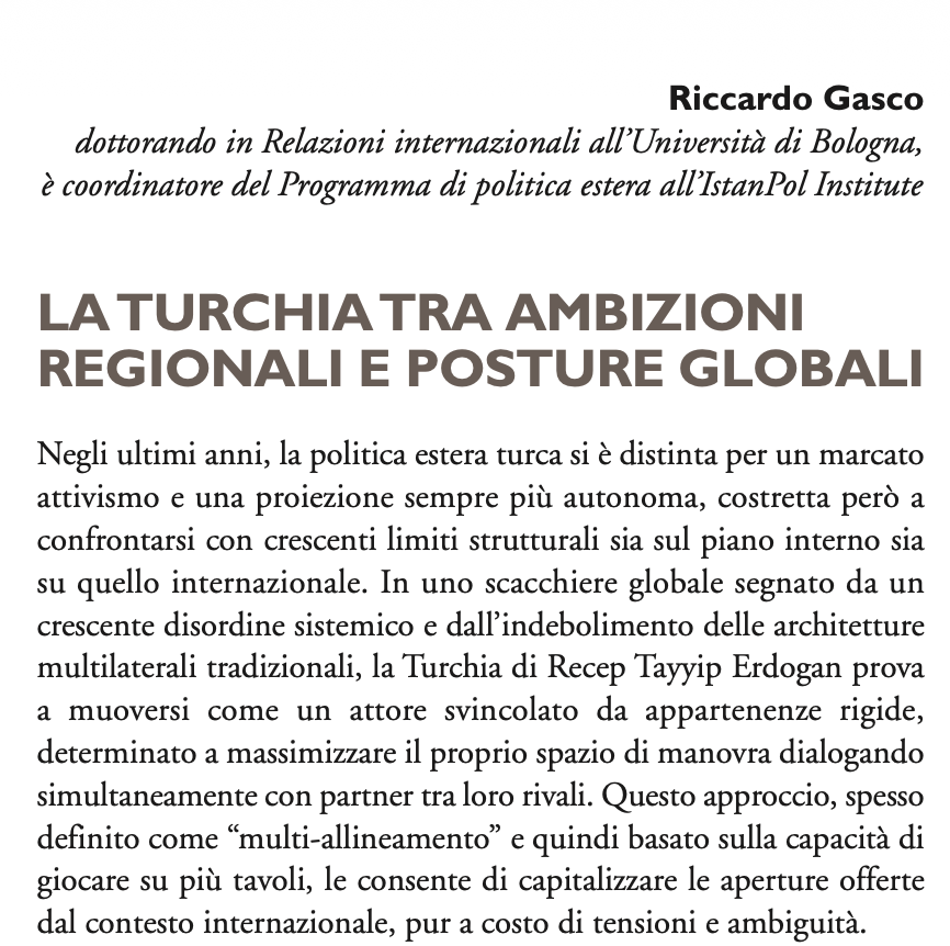 📌 #Turkey between regional ambitions and global postures: from the #Russia–#Ukraine war to the #Gaza crisis, #Ankara seeks to play on multiple fronts with a “multi-alignment” strategy. 🇹🇷

🔗My latest article for ItalianiEuropei 👇
italianieuropei.it/en/la-rivista/…
