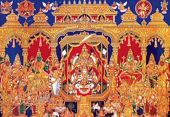 avalambafdn's tweet photo. Day 9 : Shree Kamalaambaa Jayati, ahiri raga, rupaka tala.

Pallavi

Shri Kamalaambaa Jayati Ambaa Shri Kamalaambaa Jayati Jagadaambaa
Shri Kamalaambaa Jayati Shringaara Rasa Kadambaa Madambaa
Shri Kamalaambaa Jayati Chidbimbaa Pratibimbendu Bimbaa
Shri Kamalaambaa Jayati Shreepura Bindu Madhyastha
Chintaamani Mandirastha Shivaakaara Manchasthita Shivakaameshaankasthaa

Anupallavi

Sukara-ananaadya-arccita Mahaa-tripura
Sundarim Raajaraajeshvareem
Shreekara Sarva-ananda-maya Chakra-vaasinim Suvaasinim Chintayeham
Divaakara Sheetakirana Paavakaadi Vikaasakarayaa
Bheekara Taapa-traya-adi Bhedana Dhurinatarayaa
Paakaripu Pramukhaadi Praarthita-Sukalebarayaa
Praakatya Paraaparayaa Paalitodayaakarayaa

Charanam

Shrimaatre Namaste Chinmaatre Sevita Ramaa Harisha Vidhaatre
Vaamaadi Shaktipujita Paradevataayaah Sakalam Jaatam
Kaamaadi Dvaadashabhir-upaasita Kaadi Haadi Saadi Mantra-rupinyaah
Premaaspada Shiva Guruguha Jananyaam Pritiyukta Macchittam Vilayatu
Brahmamaya Prakaashini Naamaroopa Vimarshini Kaamakalaa Pradarshini Saamarasya Nidarshini

The ninth chakra kriti in Raga Ahiri is truly distinctive. It incorporates all eight vibhaktis (grammatical cases). This chakra is known as the Sarva Anandamaya Chakra, symbolizing the Bindu, the point of union with Parabrahman, who is manifest as the Divine Mother. She resides in the Chintamani Griha. The avarana (enclosure) is the Bindu, and the chakra, named Sarvanandamaya, signifies a state of complete bliss. The associated yogini is Parathi Para Rahasya, the mudra is Sarva Yoni, and the siddhi (spiritual attainment) is Prapti. The mental state aligned with this chakra is Savikalpa Samadhi. The presiding deity is the supreme goddess Lalita Maheshwari Mahatripurasundari. The Shakti here is Maha Tripura Sundari, the embodiment of Brahman.
This avarana corresponds to the Brahmarandra, the crown of the head of the Mother Goddess. The kriti skillfully uses all eight vibhaktis: the pallavi is in the nominative case; the first three lines of the anupallavi are in the accusative; and the rest of the anupallavi employs the instrumental case.
The ninth enclosure is the Bindu, referred to as the Sarvananda-maya Chakra. This Bindu is, in essence, the Sri Chakra itself, representing the supreme Mother Goddess Maha Tripura Sundari, Lalita, or Rajarajeshwari with all other elements being her manifestations. Dikshitar expresses ecstatic devotion in exalted and poetic language, glorifying and celebrating the Divine Mother. This kriti is also steeped in Sri Vidya tradition.
He portrays the Goddess as the embodiment of the Bindu, the pure consciousness at the heart of the Sri Chakra.