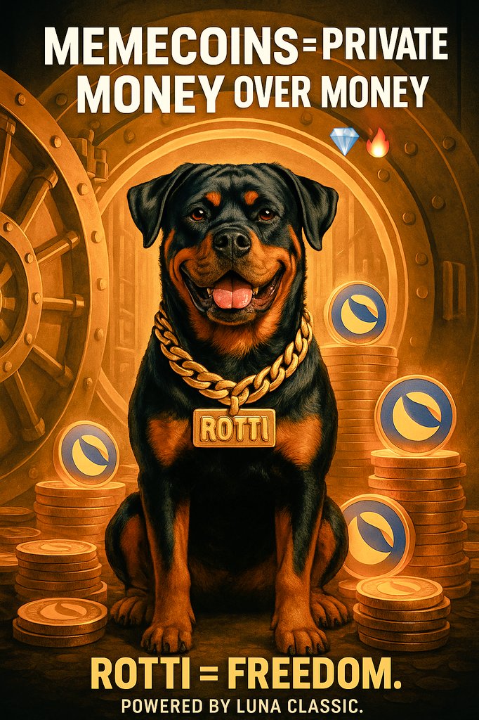 🔥

💎 A pure #memecoin is Private Money❗

🔥 Money over Money. Immutable. Fee-free. Community-driven❗

🐶 #ROTTI is the Meme Dog of #LUNC 😍

$Lunc #USTC <a href="/garuda_defi/">Garuda DeFi</a> #LTK <a href="/_Terraport_/">Terraport Finance</a> <a href="/DLizo2/">DLizo</a> #Terra #Kneel #Juris <a href="/Mike_11789/">MikeLunc</a> #FUN #Grdx #Crypto #Do #Cookie #LunaClassic #Pepe
.