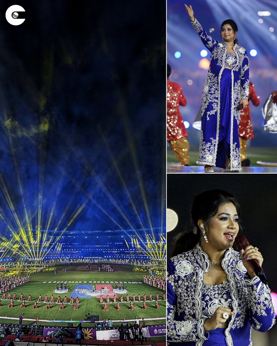 A sparkling start to the ICC Women’s World Cup 2025 in Guwahati! 🎉
Shreya Ghoshal’s magical performance set the perfect tone for a spectacular tournament ahead 🌟

#CWC25 #ShreyaGhoshal
