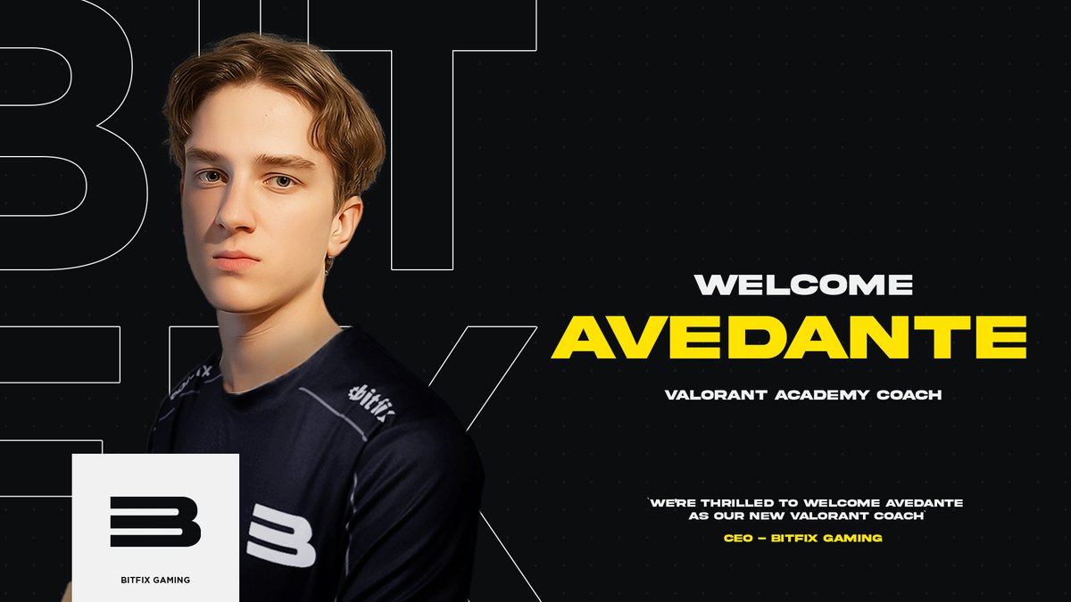 ANNOUNCEMENT | #VALORANT | Bitfix Academy

We’re excited to welcome <a href="/AvveDante/">AveDante</a> as the new Academy Coach for BFG Rising Talents!

He’ll be leading the team for the very first time in tonight’s GGL match vs FOCU5 @ 20:00 cest

Fresh start. New leadership. Let’s make it count 💪