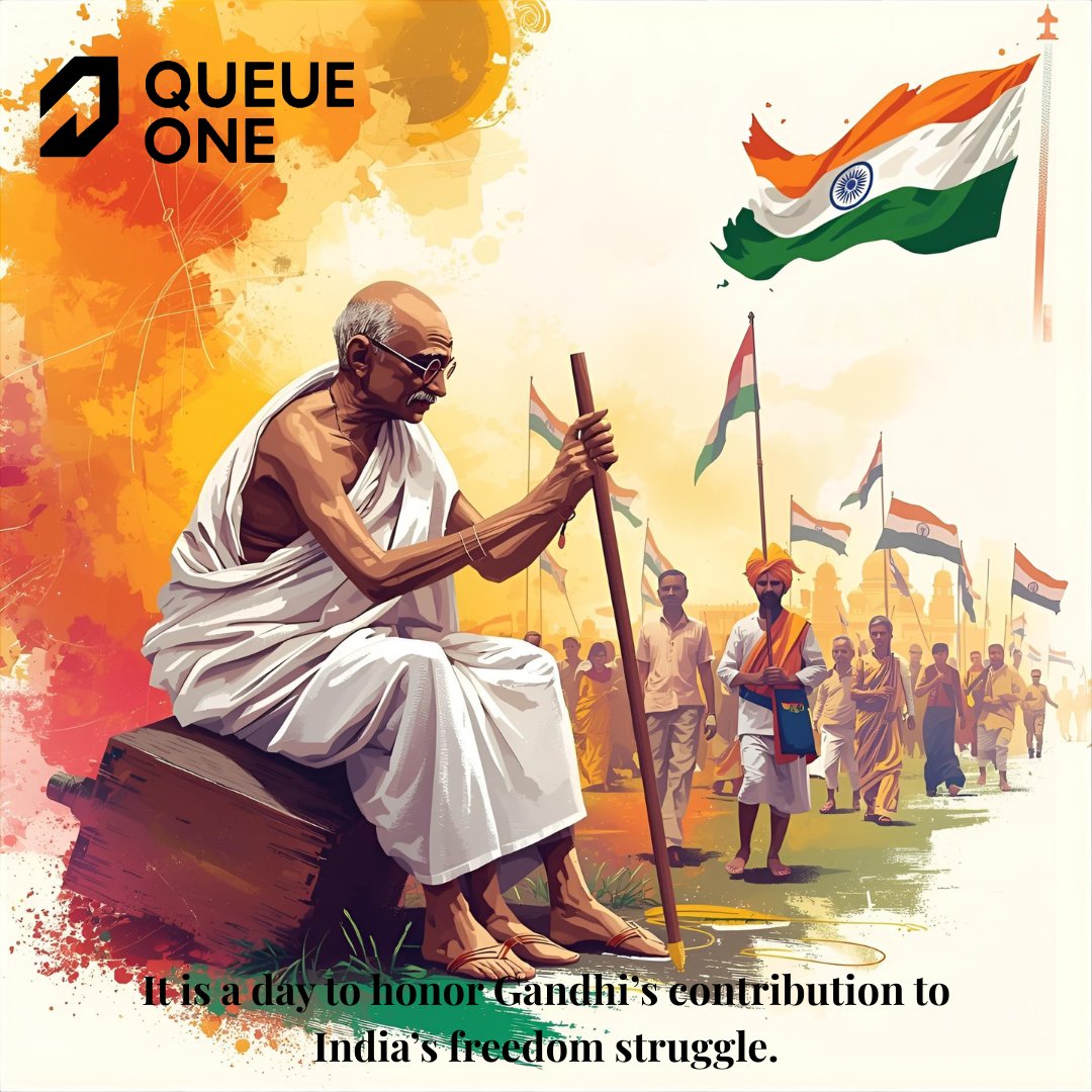 queueonee's tweet image. On this Gandhi Jayanti, let’s honor Bapu’s vision of truth, peace, and self-reliance.  At Queue One, we believe learning new skills is the modern path to self-reliance and empowerment.🇮🇳   #QueueOne #GandhiJayanti #MahatmaGandhi #BeTheChange #SkillDevelopment #TechSkills #AI