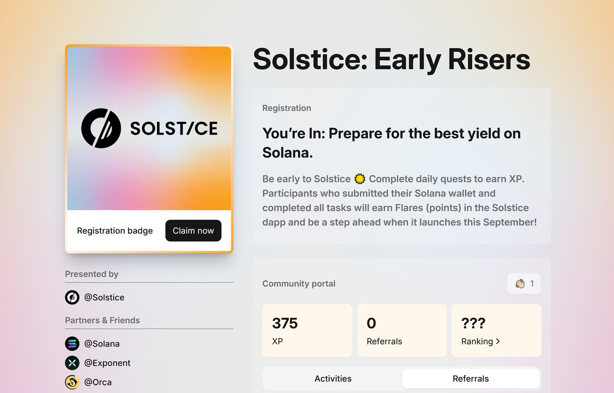 เจคใหม่ของ SOLANA ครับ <a href="/solsticefi/">Solstice</a> เป็น YieldVault. Delta neutral 
ตอนนี้มี check-in รูปมือ และทำ social task ครับ

สนใจจิ้มลิ้งครับ REF👇
app.megaphone.xyz/pages/solstice…