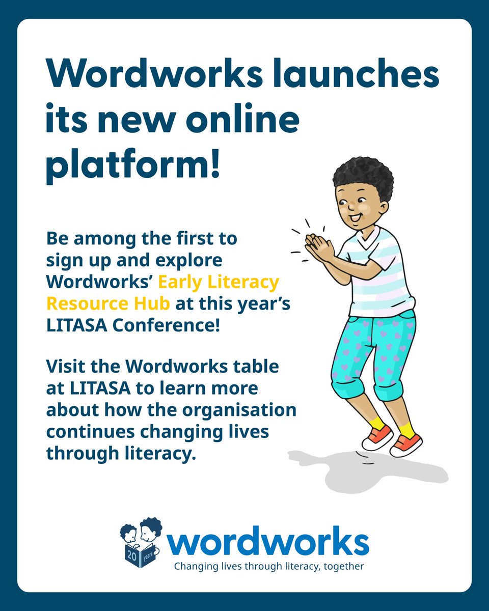We’re thrilled to introduce Wordworks as an Exhibitor at the 20th LITASA Conference! They focus on early language &amp; literacy in the first 8 years of life — and launched a new online platform with training, resources &amp; support for partners. wordworks.org.za #2025LITASA
