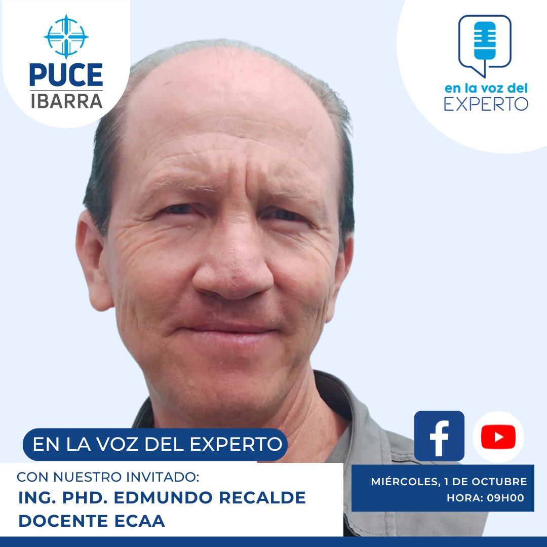 ¡No te pierdas una nueva entrevista en nuestro segmenyo “En la voz del experto”! 🎤✨

Este miércoles 01 de Octubre, tendremos al Ing. Edmundo Recalde, Docente de la ECAA , quien nos compartirá acerca de su viaje a la República Argentina 🇦🇷 💻 para ampliar sus conocimientos.
