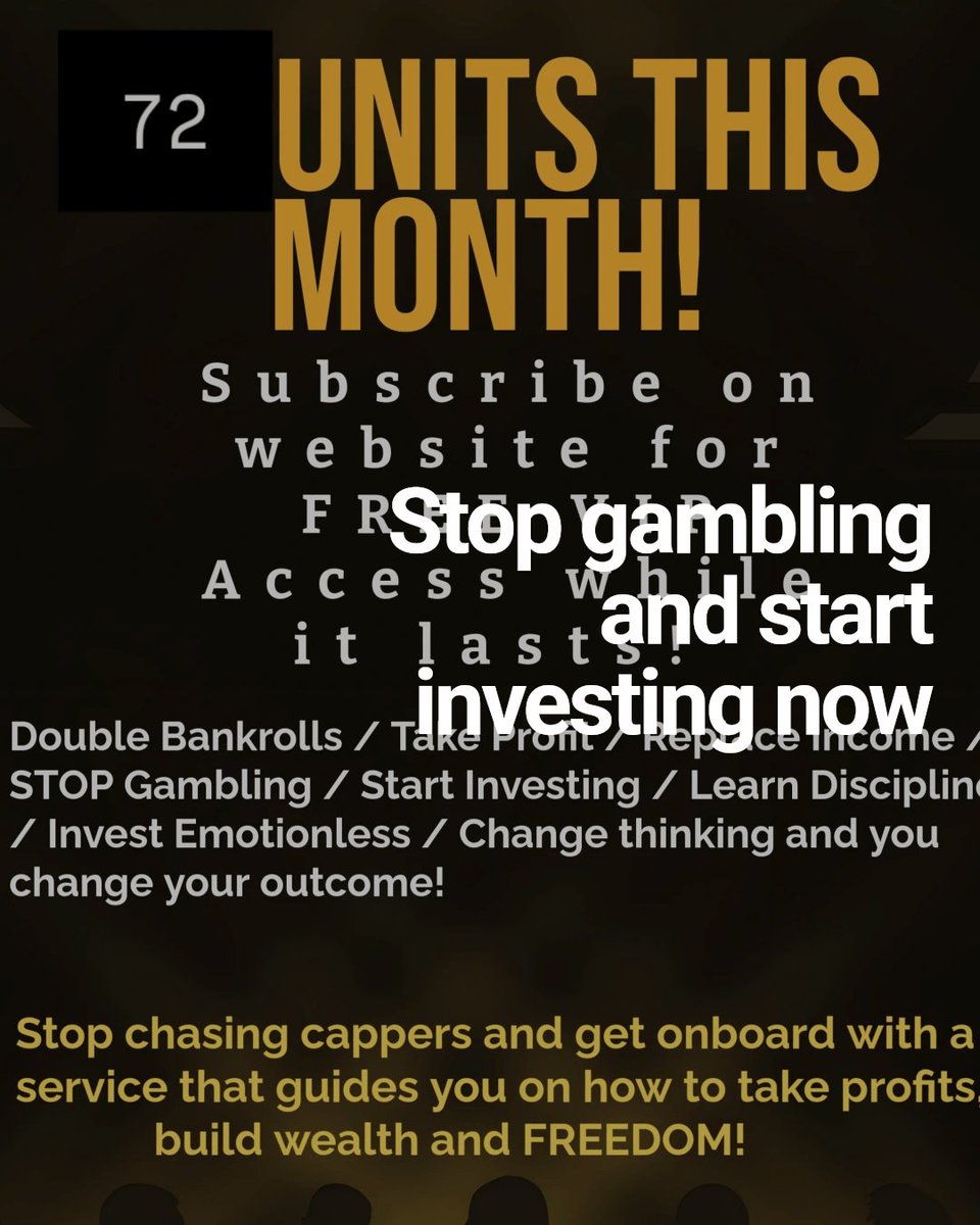 Think sports betting is all luck? Think again. 

Transform your approach and invest with strategy, not emotion. 

Join the winning side and see real returns. 

#NFL #MLB #Gamblers #DRAFTKNGS #BOVADA #ONLINEWAGERS