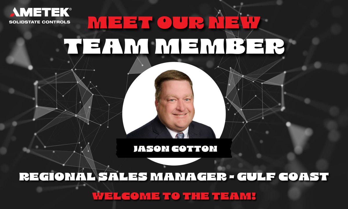 AMETEK Solidstate Controls is excited to welcome our New Equipment Regional Sales Manager for the Gulf Coast , Jason Cotton, to our team! Jason has 18 years of previous experience working for us and is already very familiar with our products. solidstatecontrolsinc.com/contactus/cont…