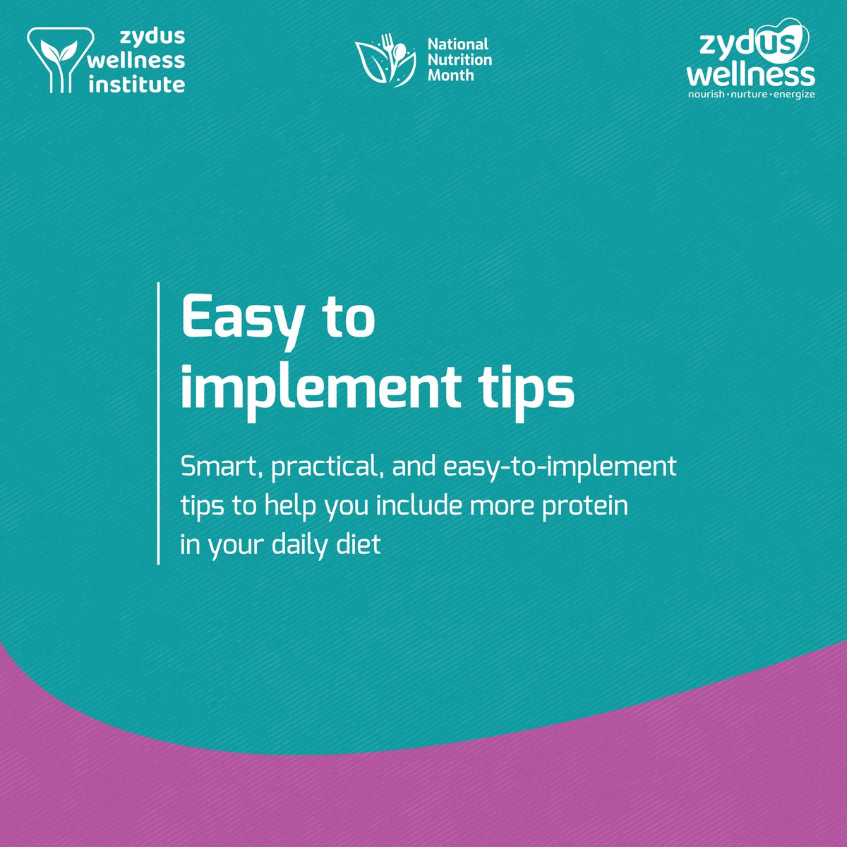 Zydus_Wellness's tweet image. Protein builds, fuels, and energises the body. Yet most of us don’t get enough! This #NutritionMonth, #ZydusWellnessInstitute spotlights simple shifts that can help you meet your protein needs. When protein powers you, wellness follows. #ProteinFirst #ZydusWellness