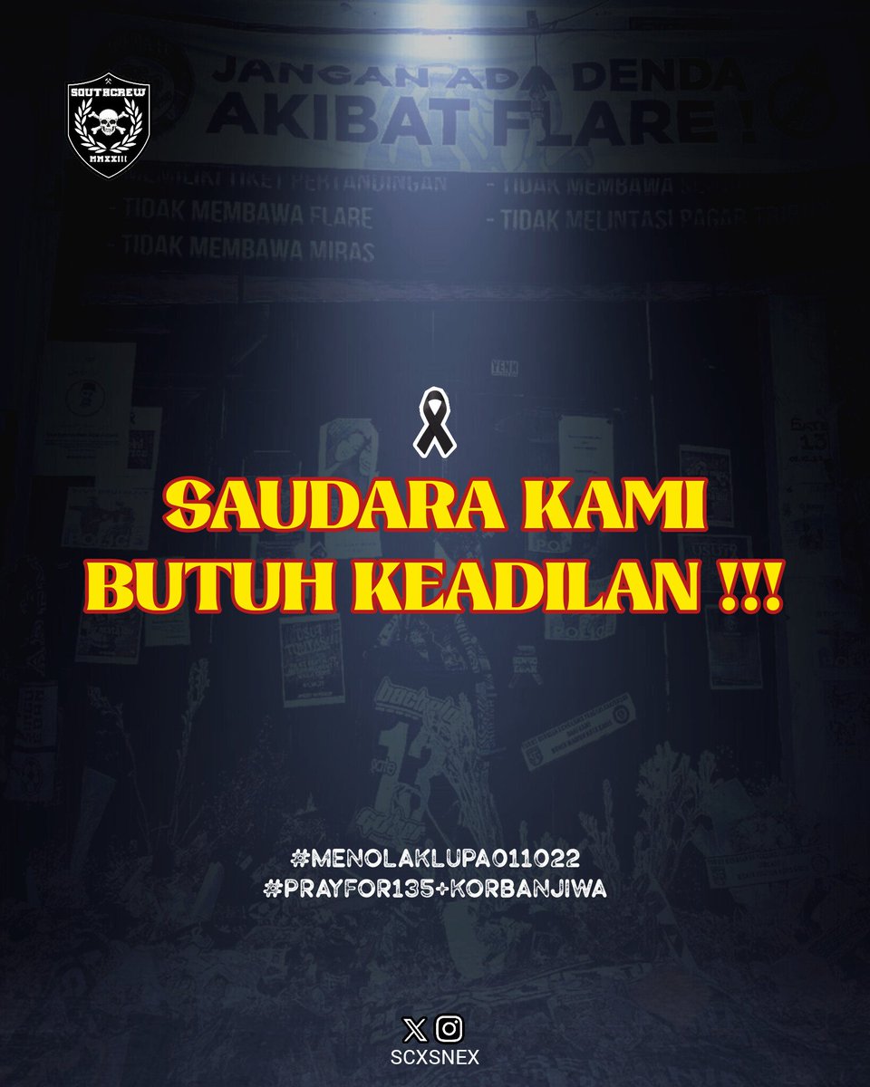 Hari Duka Sepakbola Nasional 🥀

Sudah tepat 3 tahun saudara kami belum mendapatkan keadilan !!! Mungkin ini tidak terjadi kepada keluarga kalian,tetapi suatu saat jika ini terjadi kepada keluarga kalian bagaimana perasaan kalian ? <a href="/PSSI/">PSSI</a> <a href="/polresmalangkab/">Polres Malang</a>