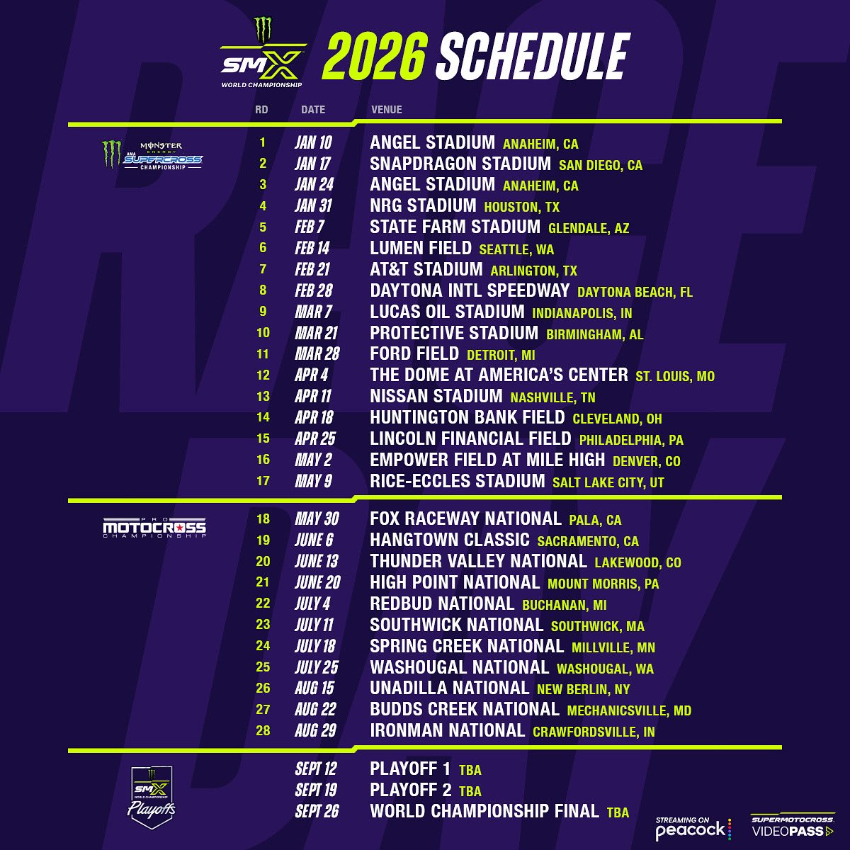 Enjoy Fathers Day Weekend with us at High Point Raceway in 2026‼️

Check out the 2026 <a href="/supermotocross/">SuperMotocross</a> schedule and head over to Supermotocross.com for early access tickets 🏆🏁 

📸 <a href="/align/">gabe</a>.with.us @promotocross @supercrosslive <a href="/supermotocross/">SuperMotocross</a> #SMX