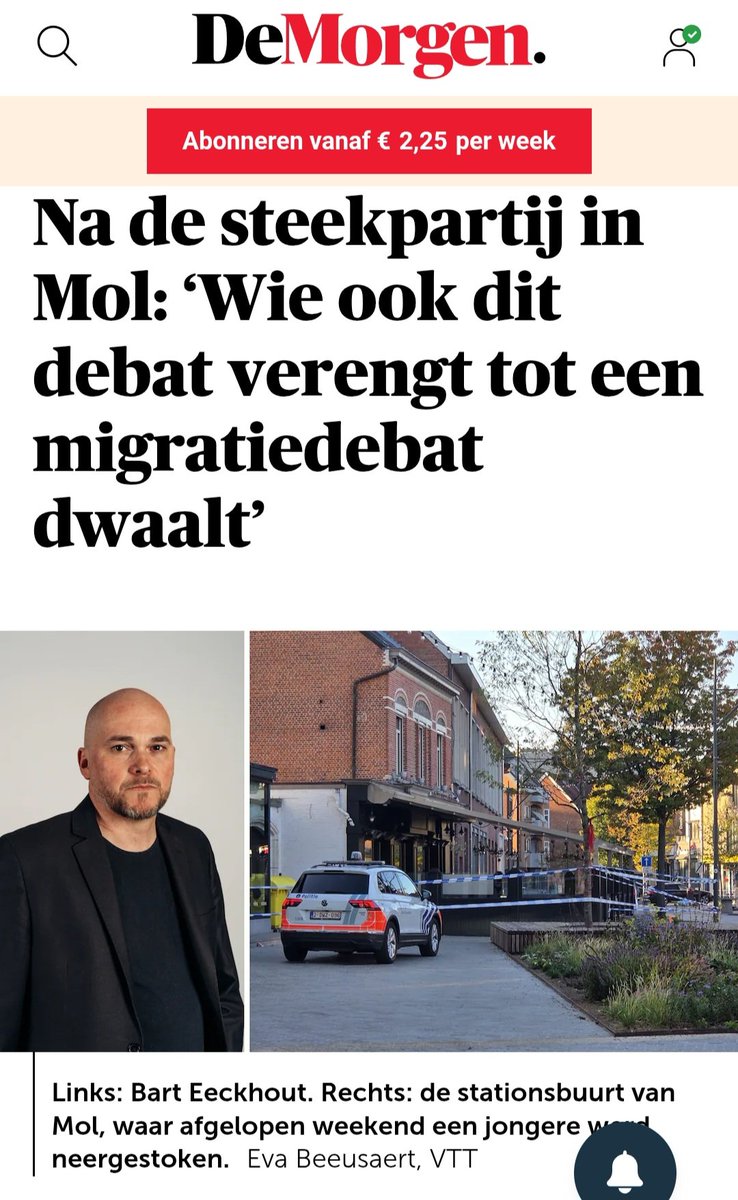 Blijkbaar weten ze bij de kranten dat er bij de moord in Mol een 'migratieprobleem' is. Maar ze brengen die informatie niet. En dat komt volgens <a href="/barteeckhout/">bart eeckhout</a> omdat dat het debat zou verengen.