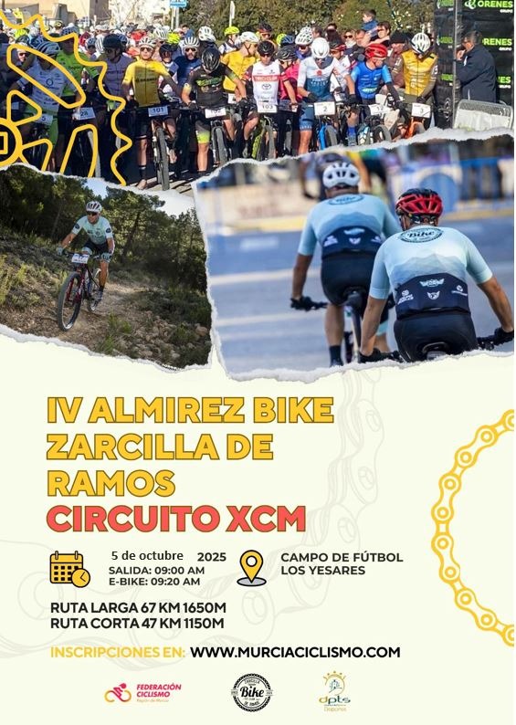 Penúltima prueba del Circuito XCM Región de Murcia 2025 ✌️

IV Almirez Bike Zarcilla de Ramos 💪

Centro de Educación Infantil y Primaria Nuestra Señora de la Asunción 📍

Últimos días para inscribirte yosoyciclista.com/index.php/smar… 🙌

#Murciaciclismo #CiclismoRegiondeMurcia