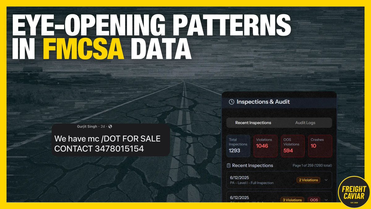 maybedanielleee's tweet image. Beyond the No Name CDLs and trucking companies, America’s trucking industry has even more &apos;data&apos; problems!

I wrote about it back in June in my FreightCaviar piece. Until it is fixed, all of it will remain deeply alarming.