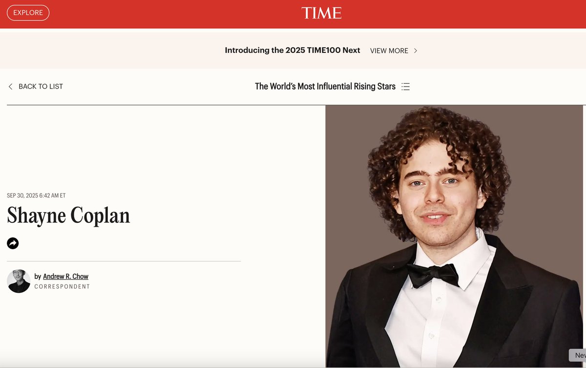 Thank you <a href="/TIME/">TIME</a> for putting me on the 2025 TIME100 Next list.

Maybe I should start wearing suits more often