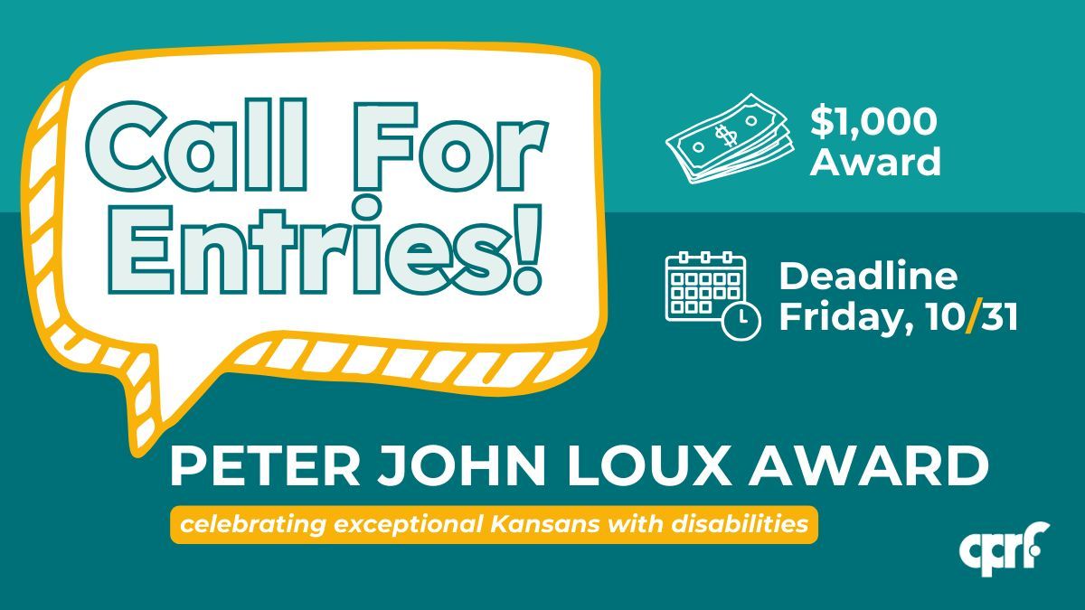 🚨Nominations for the 2025 Peter John Loux Award are open!🚨
This annual $1,000 award is presented to a Kansan with a disability who has shown determination toward their employment and educational goals, community involvement, personal achievements, etc: buff.ly/9kOyJKJ