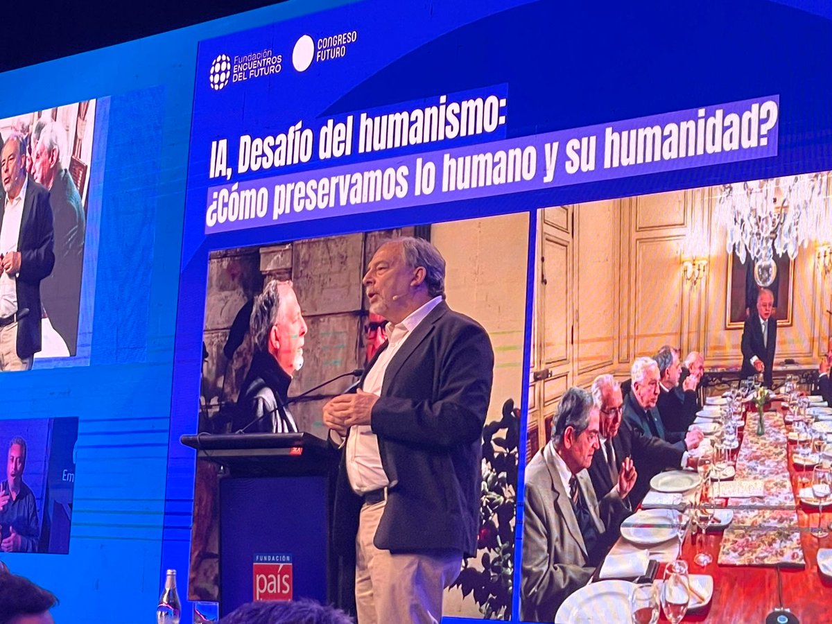 Barbysanti's tweet photo. “En 5 años la IA hará mejor todo lo que hoy hace el humano. La pregunta no es tecnológica, es ética: ¿qué queremos preservar de lo humano?”— Guido Girardi, VP Ejecutivo @congresofuturo en el #SummitPaísDigital

El futuro nos desafía a decidir qué nos hace irreemplazables. 🤖🧠✨ https://t.co/w3LYKfMAQw