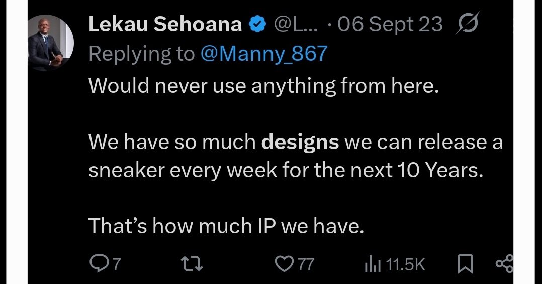 It's not possible for Lekau to use designs from temu because he practically has infinite designs of his own that he hasn't even used.