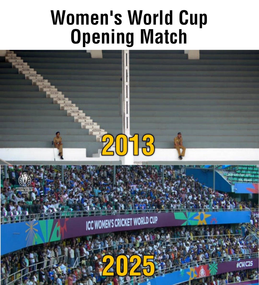 The growth of women's cricket 🔥
#WomensWorldCup 
#INDvSL