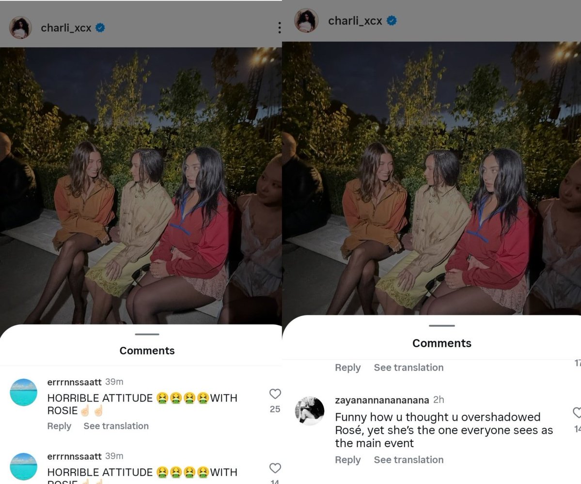 KFloopNet's tweet image. [🚨] Blackpink fans are harassing Charlie XCX after she posted a photo with Rosé on her ig.
 — They have been spamming hateful comments towards her.