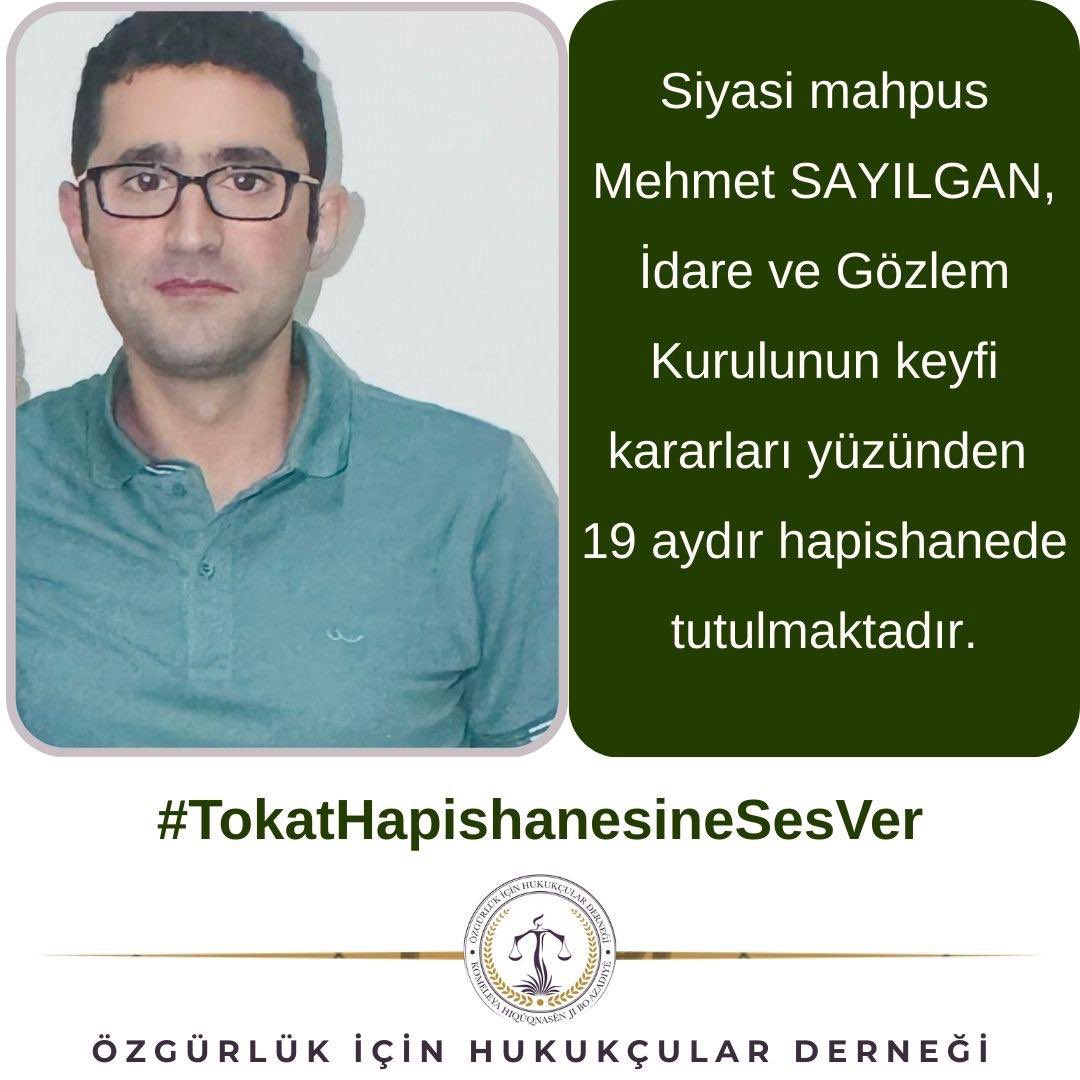 ohdamed's tweet photo. Tokat Hapishanesi İdare ve Gözlem Kurulu kurulduğu günden bu yana bütün siyasi mahpusların şartlı tahliye hakkını engelliyor. 
#TokatHapishanesineSesVer https://t.co/yGN4o9qs3c