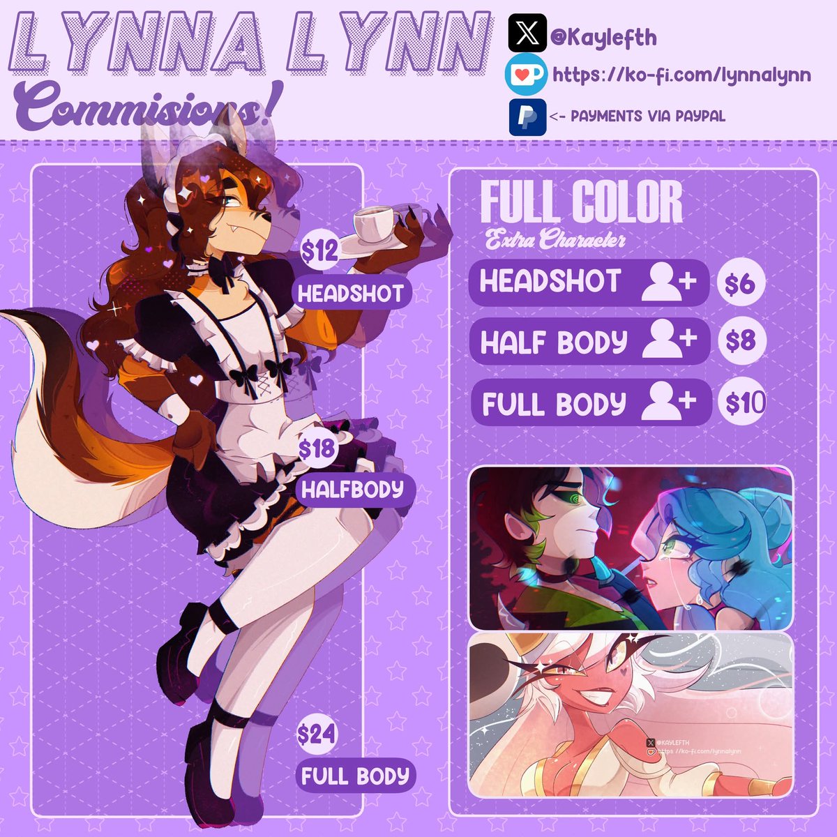 kaylefth's tweet image. My new Commission Sheet, This one in the comments will have every art style i can do and the price~ 🩷✨
~Reply are appreciated! 
#Commission #commisionsopen #Hellaverse #commissions #hazbinhotel