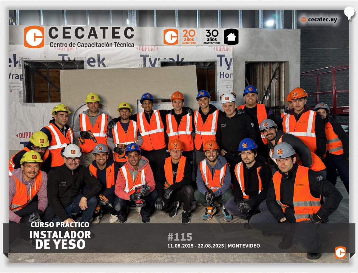 Curso práctico de Instalador de Yeso realizado del 11 al 22 de agosto en CECATEC.
