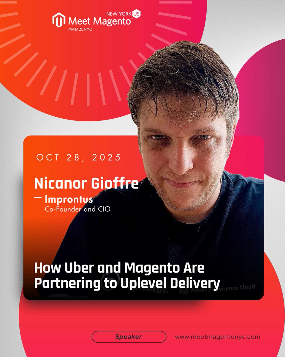 meetmagentonyc's tweet image. 🚀 Can delivery really happen in 20 minutes? At #MM25NYC, Nicanor Gioffre will share how Improntus + Uber built a Magento module with real-time tracking that gives merchants a new edge. 

@AdobeCommerce @magentoassoc @AdobePartners #eCommerce #Magento